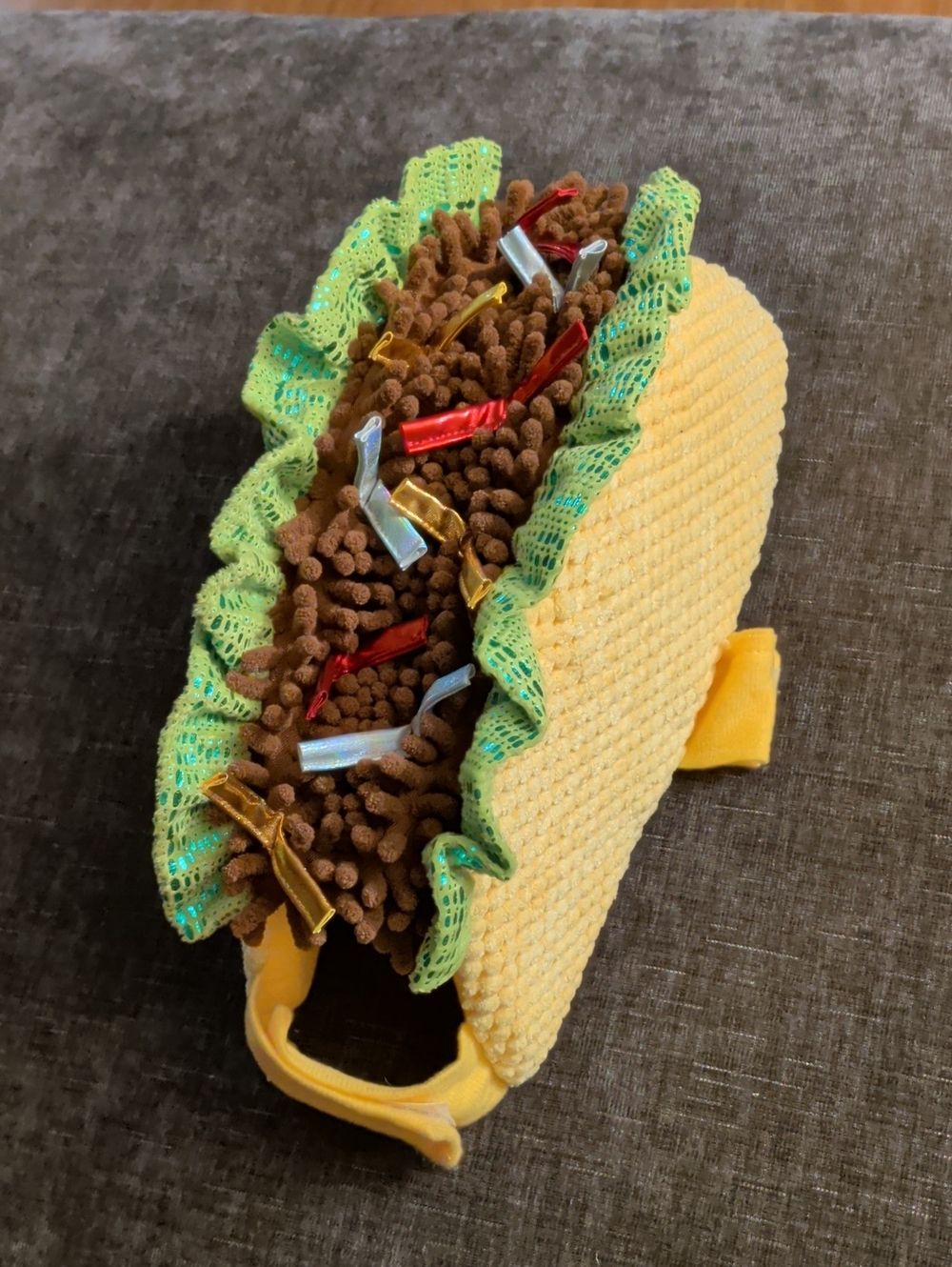 Spirit Yellow & Brown Plush Taco Dog Toy with Green Trim